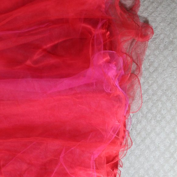 Dressed by Deb Red Satin Bodice with Tulle Skirt Formal Dress - Picture 3 of 4